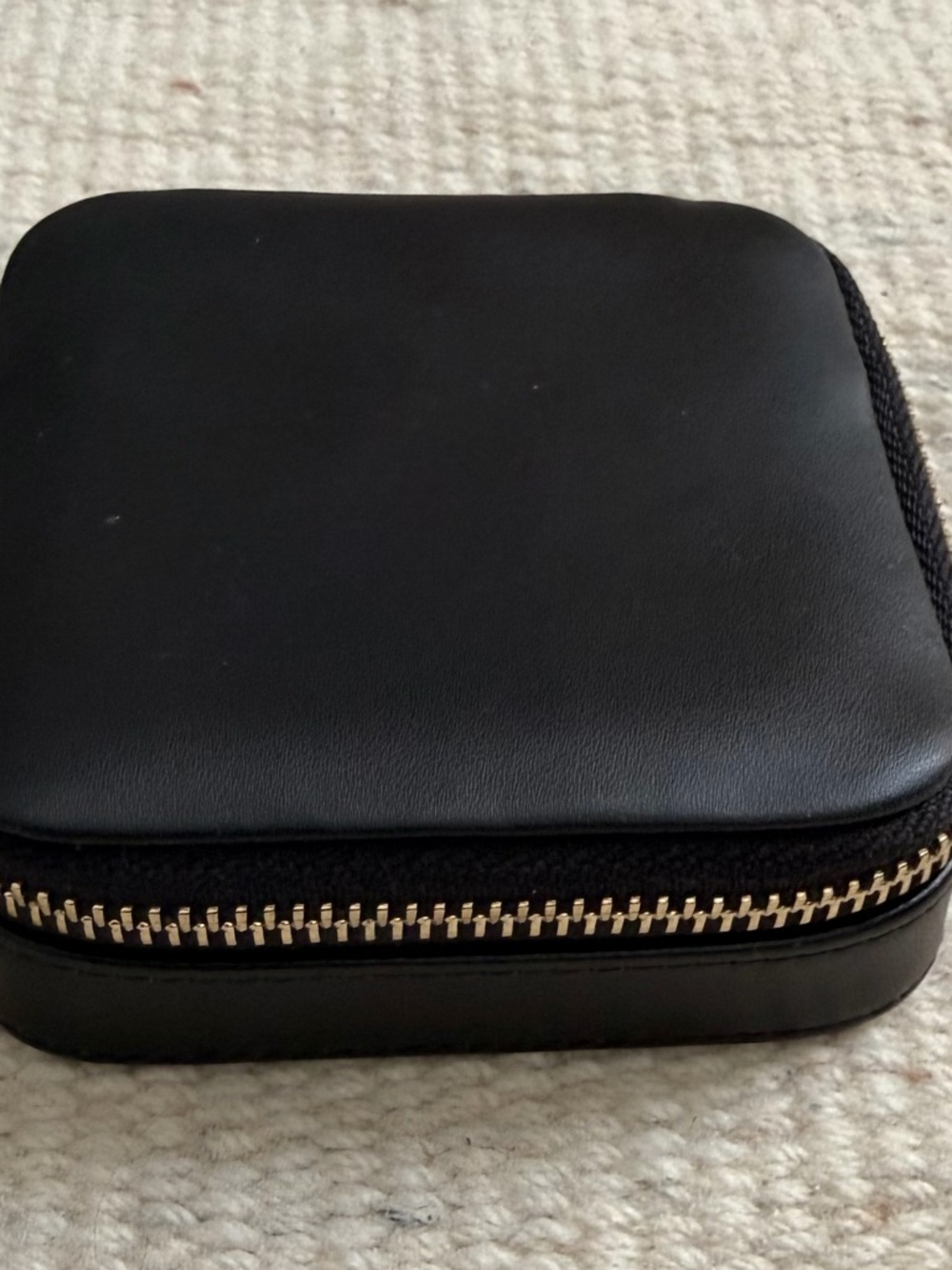 Quince Black Travel Jewelry Case with Gold Zipper